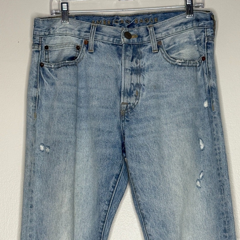American Eagle Outfitters Mens Jeans 32x34 Light Blue Wash‎ Slim Distressed